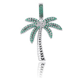 Coconut Tree Iced Out CZ Pendant Silver Plated Hip Hop Men's Jewelry