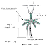 Coconut Tree Iced Out CZ Pendant Silver Plated Hip Hop Men's Jewelry
