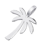 Coconut Tree Iced Out CZ Pendant Silver Plated Hip Hop Men's Jewelry