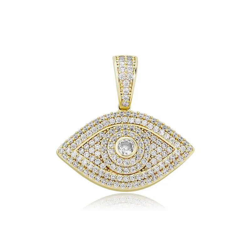 Evil Eye Pendant Necklace Iced Out Micro Pave Cubic Zirconia Hip Hop Jewelry