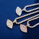 Evil Eye Pendant Necklace Iced Out Micro Pave Cubic Zirconia Hip Hop Jewelry