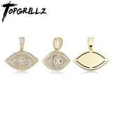 Evil Eye Pendant Necklace Iced Out Micro Pave Cubic Zirconia Hip Hop Jewelry