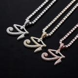 Horus Pendant Necklace with Tennis Chain Iced Out CZ Hip Hop Rock Jewelry
