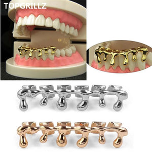 Light Yellow Rose Plated Hip Hop Teeth Drip Grillz Caps Bottom Grill