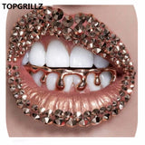Light Yellow Rose Plated Hip Hop Teeth Drip Grillz Caps Bottom Grill