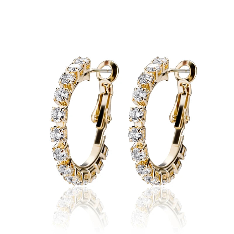 Big Hoop Baguette Earrings Iced Out Bling CZ Hip Hop Jewelry For Gift