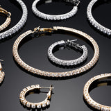 Big Hoop Baguette Earrings Iced Out Bling CZ Hip Hop Jewelry For Gift