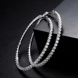 Big Hoop Baguette Earrings Iced Out Bling CZ Hip Hop Jewelry For Gift