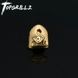 Gold Plated Single Top Grillz Cap With CZ Stone Hip Hop Tooth Grill