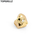 Gold Plated Single Top Grillz Cap With CZ Stone Hip Hop Tooth Grill