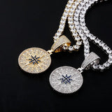 Hip Hop Compass Pendant with Tennis Chain