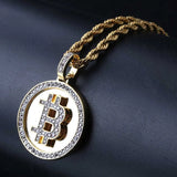 Hip Hop Iced Out Bitcoin Pendant Necklace For Men
