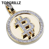 Hip Hop Iced Out Bitcoin Pendant Necklace For Men