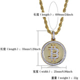 Hip Hop Iced Out Bitcoin Pendant Necklace For Men