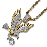 Hip Hop CZ Eagle Pendant Necklace Men Charm Jewelry