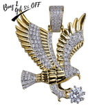 Hip Hop CZ Eagle Pendant Necklace Men Charm Jewelry