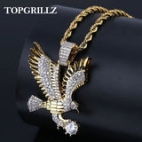 Hip Hop CZ Eagle Pendant Necklace Men Charm Jewelry