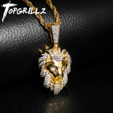 Hip Hop Iced Out CZ Lion Head Pendant Charm Necklace for Men