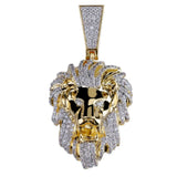 Hip Hop Iced Out CZ Lion Head Pendant Charm Necklace for Men