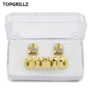 Yellow Plated CZ Stone Top Grillz & Classic Bottom
