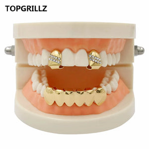 Yellow Plated CZ Stone Top Grillz & Classic Bottom
