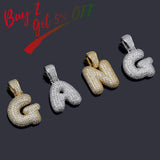 Hip Hop A-Z Micropave Zircon Name Bubble Letters Iced Out Pendant Necklace