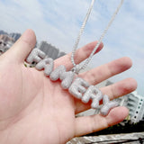 Hip Hop A-Z Micropave Zircon Name Bubble Letters Iced Out Pendant Necklace