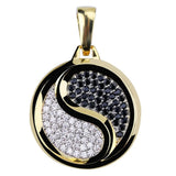 Hip Hop Rock Iced Out Tai Chi Pendant Necklace Silver Plated