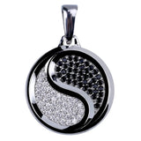 Hip Hop Rock Iced Out Tai Chi Pendant Necklace Silver Plated