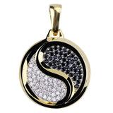 Hip Hop Rock Iced Out Tai Chi Pendant Necklace Silver Plated