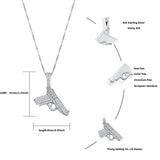 Hip Hop Woman 925 Sterling Silver Glittering Pistol Pendant