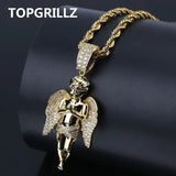 HipHop Iced Out CZ Angel Pendant Necklace Love'sblessing