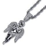 HipHop Iced Out CZ Angel Pendant Necklace Love'sblessing
