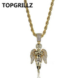 HipHop Iced Out CZ Angel Pendant Necklace Love'sblessing