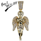 HipHop Iced Out CZ Angel Pendant Necklace Love'sblessing