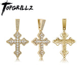 Iced Cross Pendant Necklace Yellow Jewelry Women