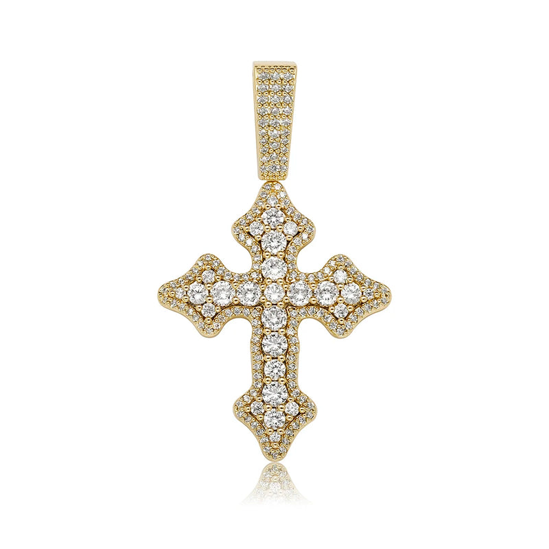 Iced Cross Pendant Necklace Yellow Jewelry Women