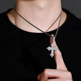 Iced Cross Pendant Necklace Yellow Jewelry Women