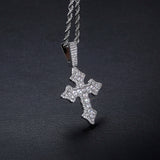Iced Cross Pendant Necklace Yellow Jewelry Women
