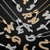 CZ A-Z Letters Pendant Necklace Hip Hop Jewelry Gift