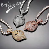 Yellow Iced Owl Pendant Necklace with Micro Pave Cubic Zirconia