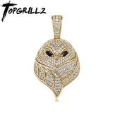 Yellow Iced Owl Pendant Necklace with Micro Pave Cubic Zirconia
