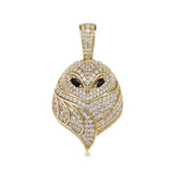 Yellow Iced Owl Pendant Necklace with Micro Pave Cubic Zirconia
