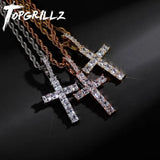 Iced Zircon Baguette Cross Pendant & Tennis Chain Men's Hip hop Jewelry