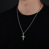Iced Zircon Baguette Cross Pendant & Tennis Chain Men's Hip hop Jewelry