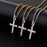 Iced Zircon Baguette Cross Pendant & Tennis Chain Men's Hip hop Jewelry
