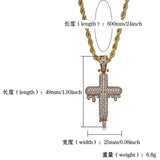 TOPGRILLZ Men's Cross Pendant Necklace Silver Zircon Rope Chain