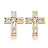 925 Silver CZ Stud Earrings Geometric Cross Hip Hop Jewelry