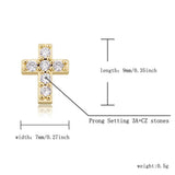 925 Silver CZ Stud Earrings Geometric Cross Hip Hop Jewelry
