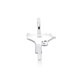 925 Sterling Silver Gun Pendant Iced Out Cubic Zirconia Hip Hop Jewelry